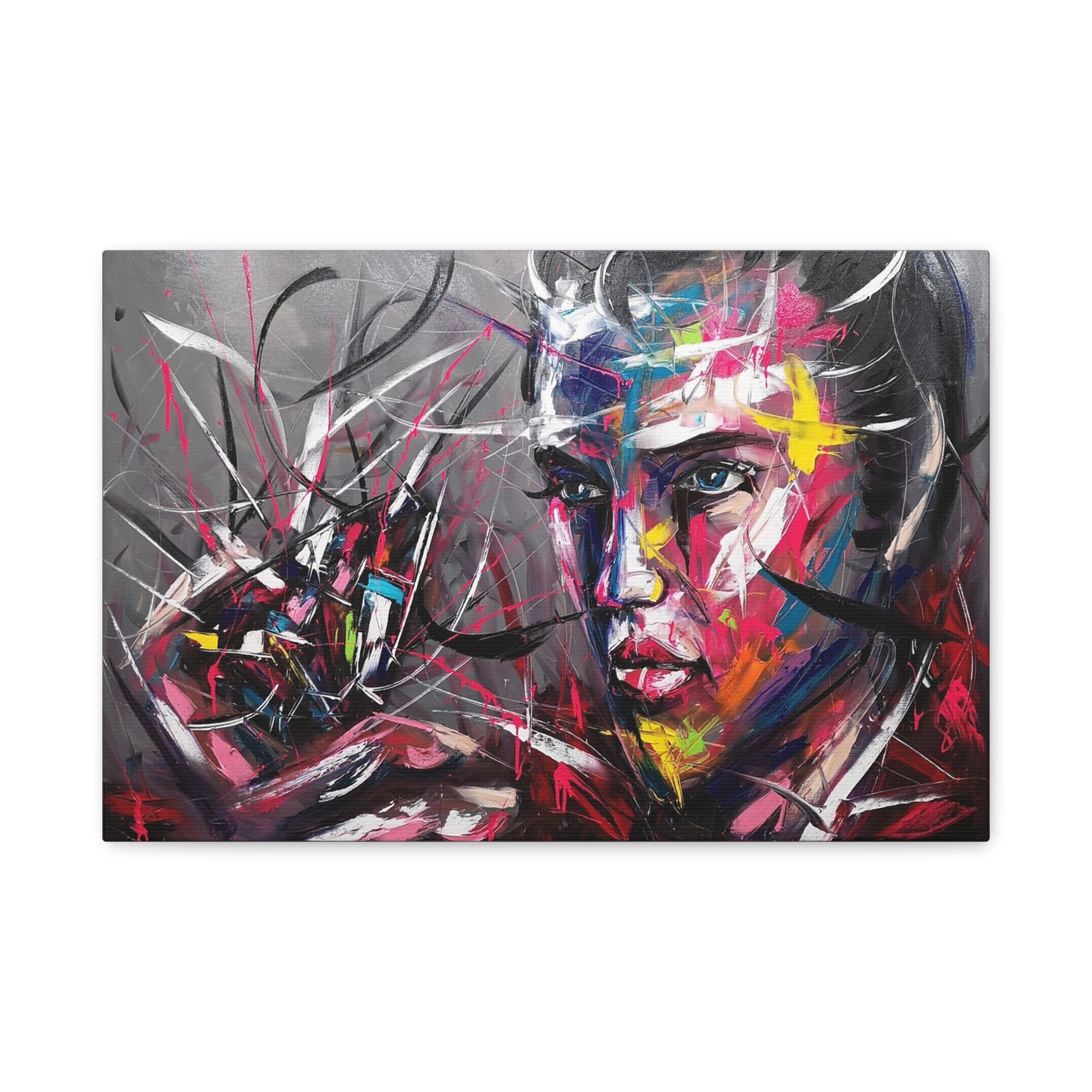 Abstract Colorful Portrait Matte Canvas Wall Art — Modern Face Painting 