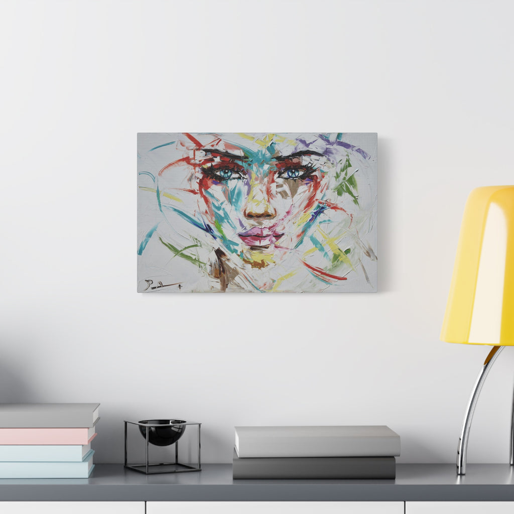 Abstract Colorful Woman Face Canvas Art - Matte Stretched Wall Painting 