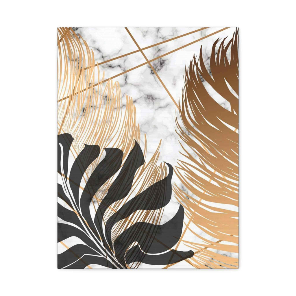 Tropical Palm Wall Art - Elegant Gold and Marble Botanical Canvas Print for Home Decor - TheKaraHan