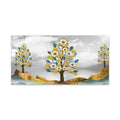 Floral Gold Tree Canvas Wall Art — Teal & Grey Stretched Matte Canvas - TheKaraHan