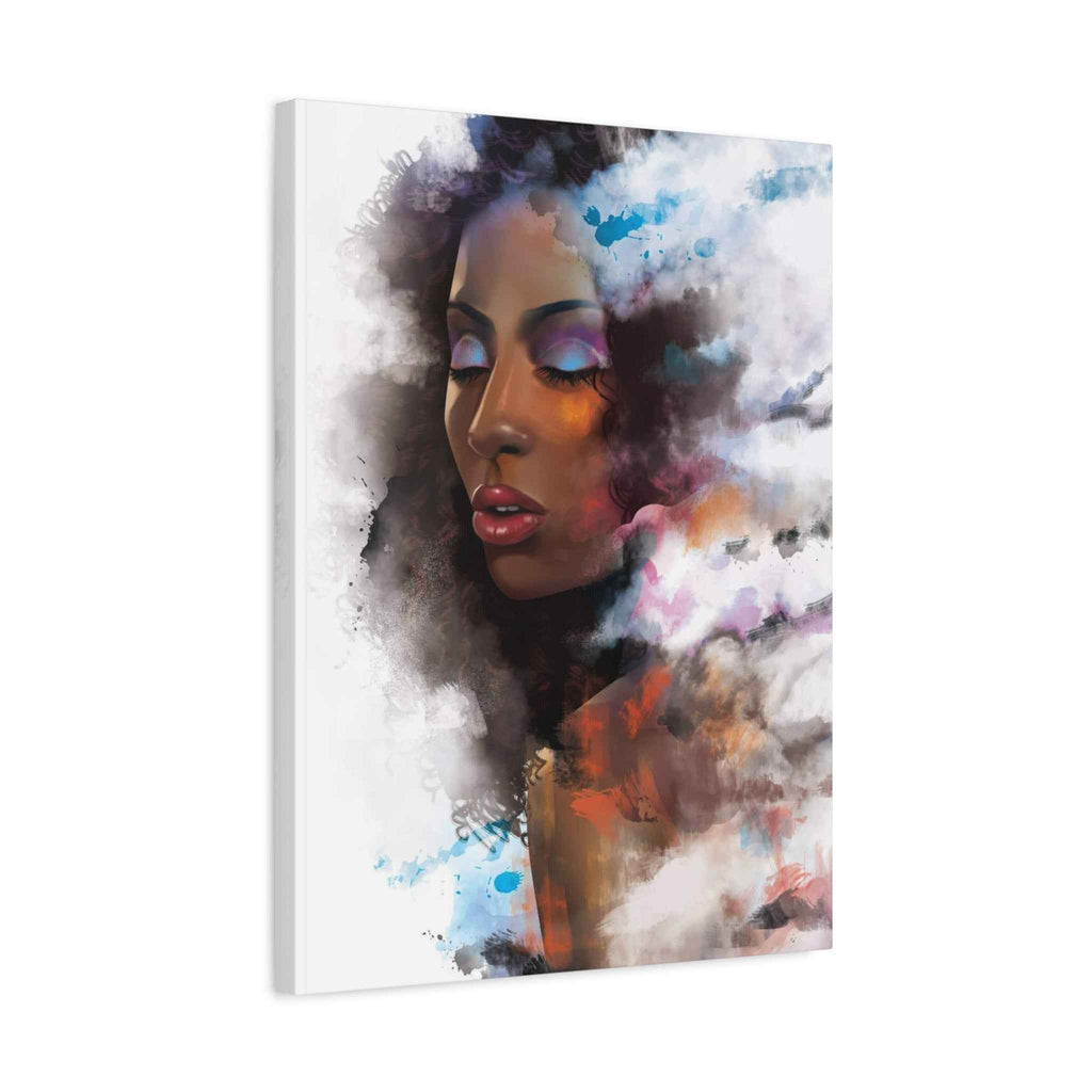 Abstract Afrocentric Canvas Art — Colorful Woman Matte Stretched Portrait Wall Art - TheKaraHan