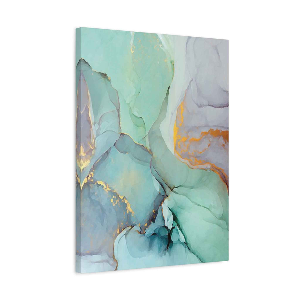 Aqua Marble Canvas Art - Matte Stretched Abstract Wall Print for Modern Decor - TheKaraHan
