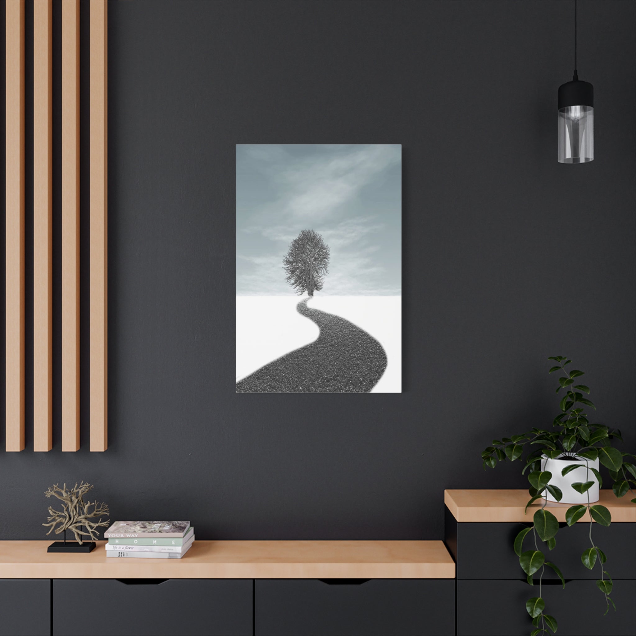 Minimalist Tree Path Canvas Print – Matte Stretched Wall Art 