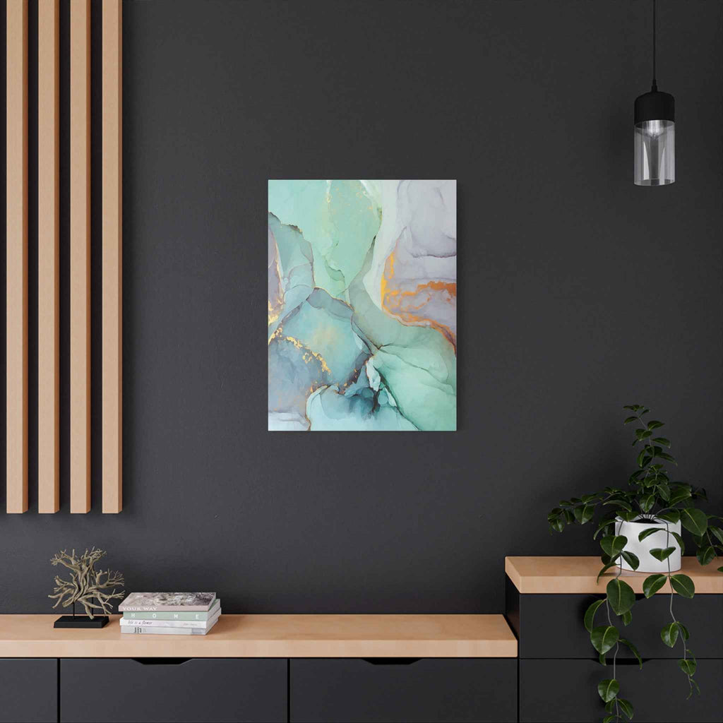 Aqua Marble Canvas Art - Matte Stretched Abstract Wall Print for Modern Decor - TheKaraHan