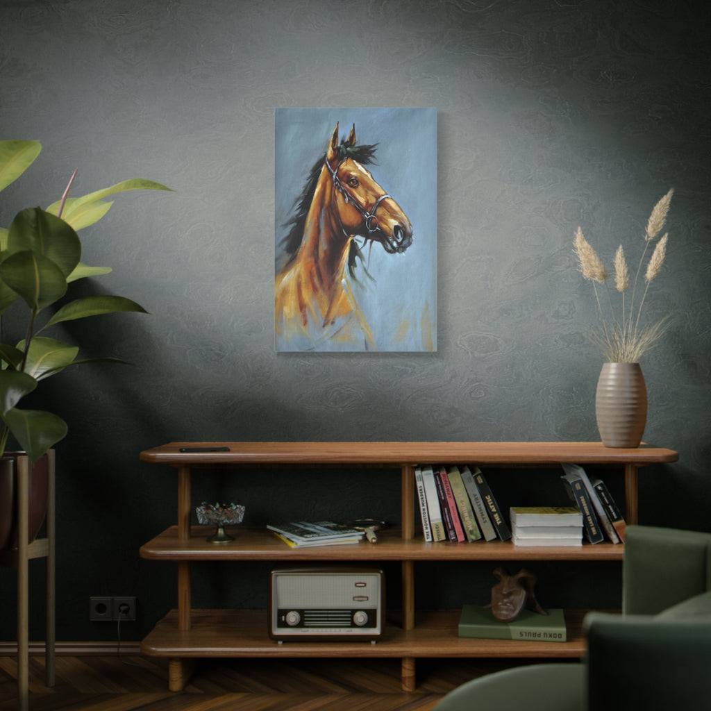 Mr. Chestnut Horse Portrait Canvas – Matte Stretched Wall Art 