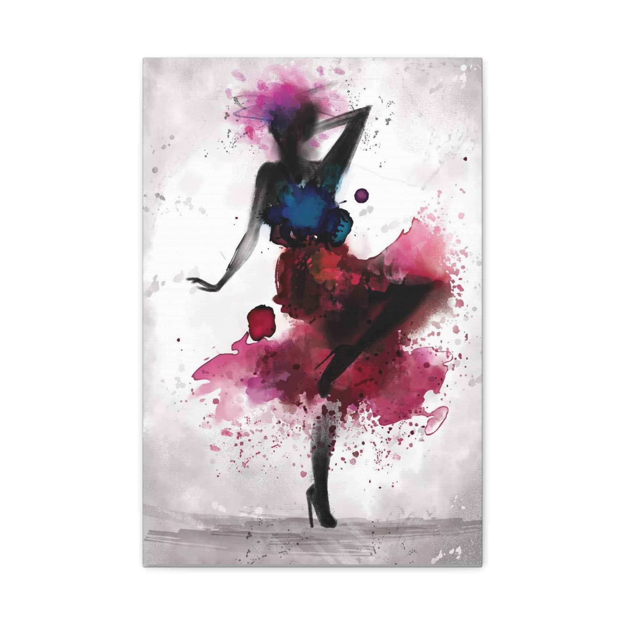Watercolor Ballet Dancer Art - Fashion Silhouette Matte Stretched Wall Art - TheKaraHan