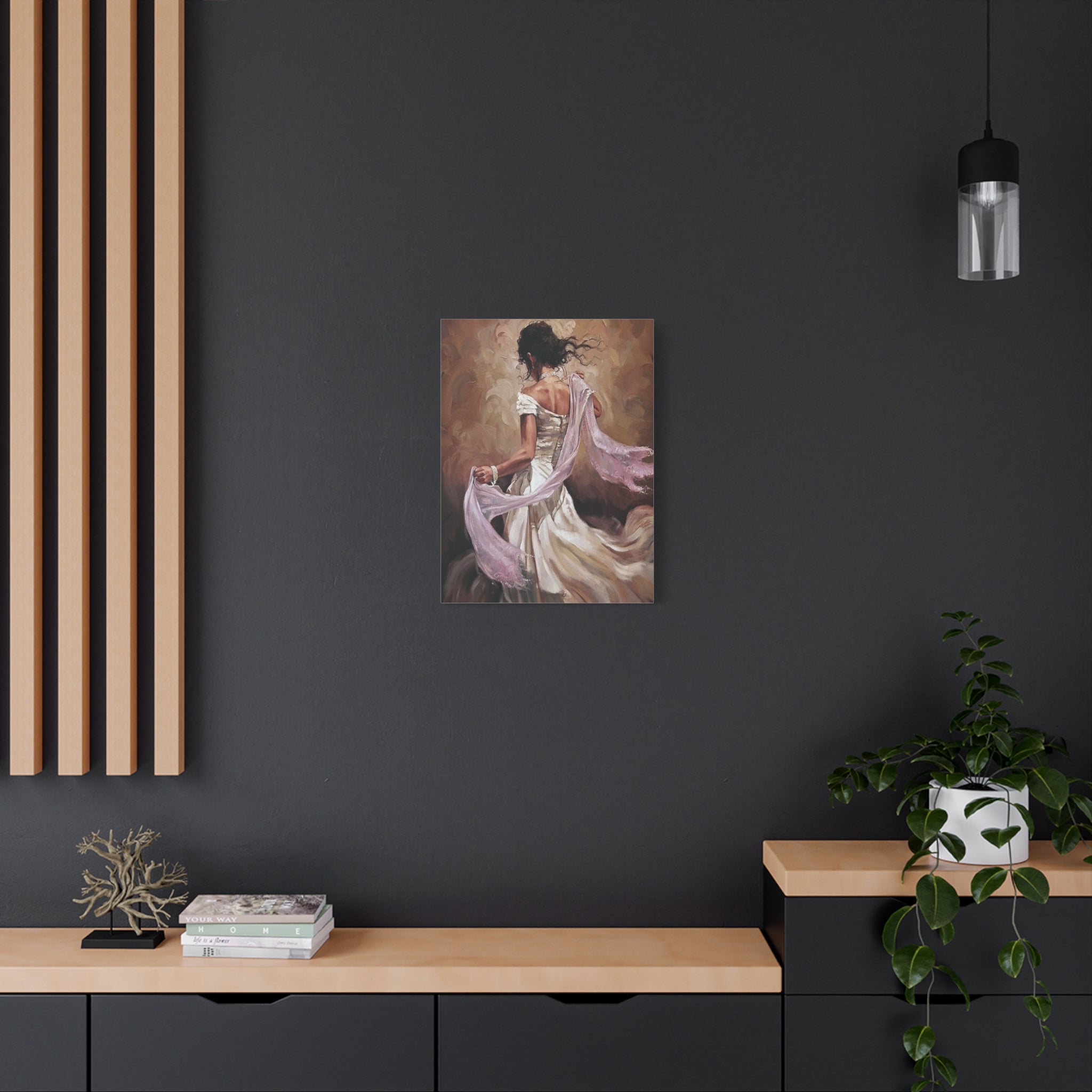 Romantic Dancing Woman Matte Canvas Print - Elegant Figurative Wall Art