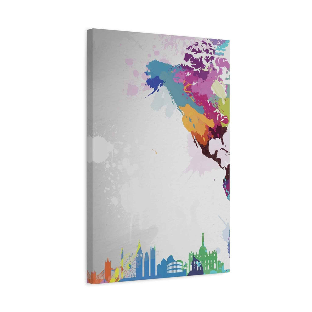 Color Splash World Map Canvas Art – Modern Stretched Matte Wall Decor - TheKaraHan