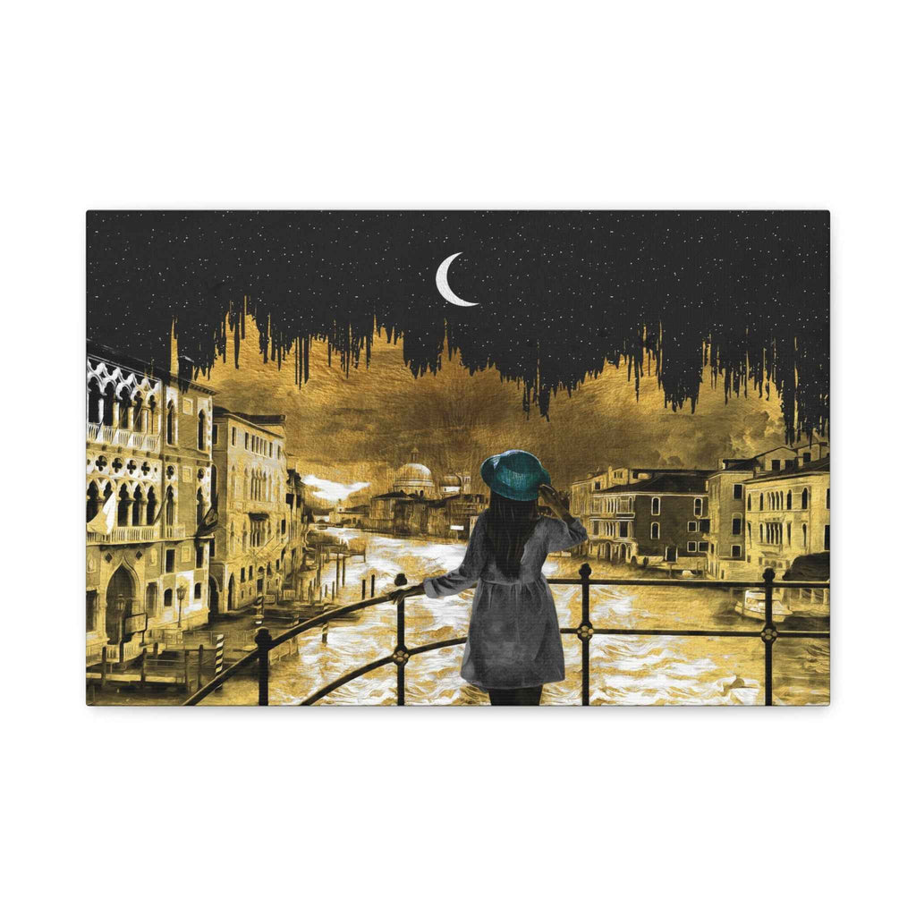 Venice Canal Wall Art – Romantic Night Canvas Decor of Venice, Italy