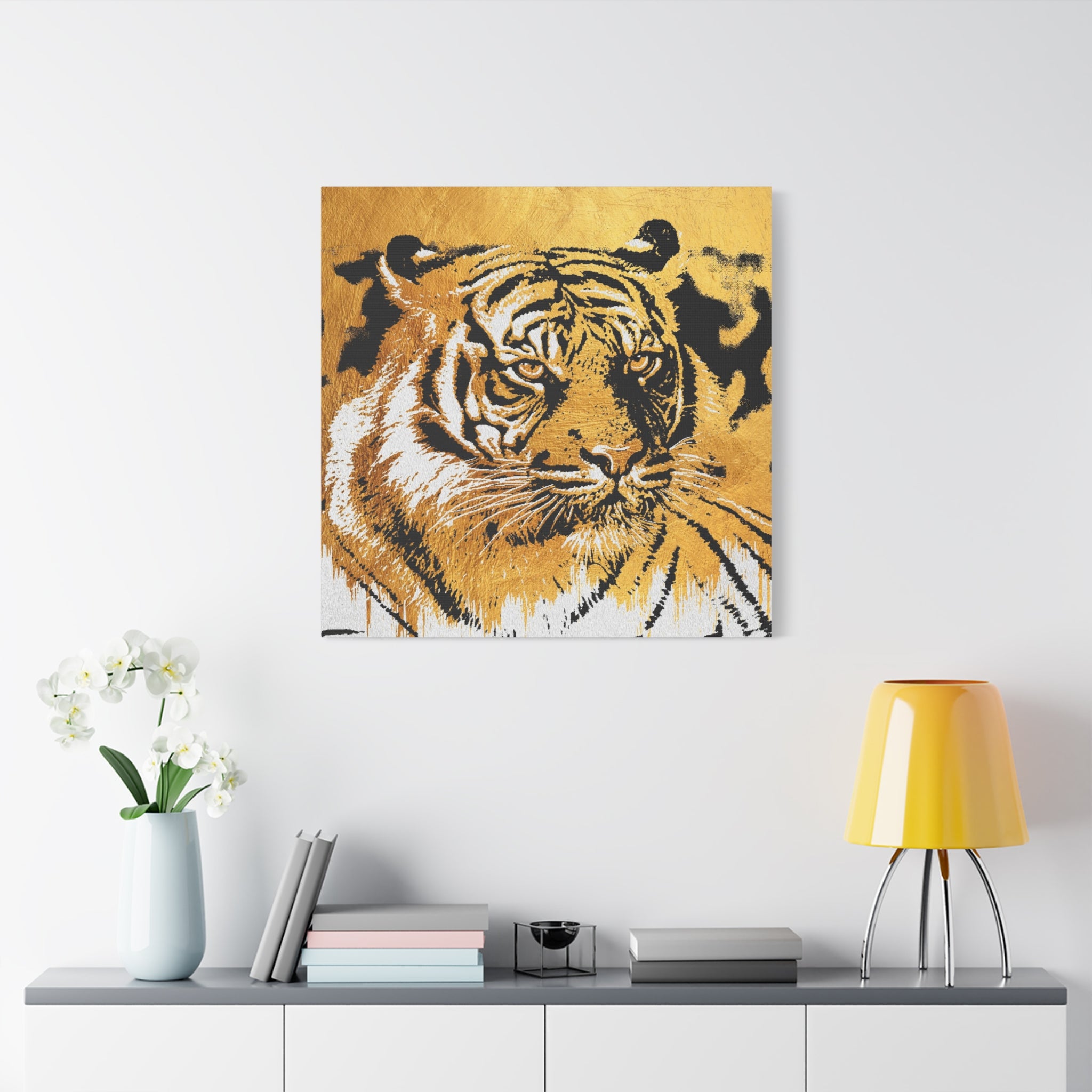 Golden Tiger Portrait Matte Canvas Art – Stretched Wall Decor