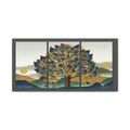 Golden Tree Canvas Wall Art – Abstract Landscape Triptych
