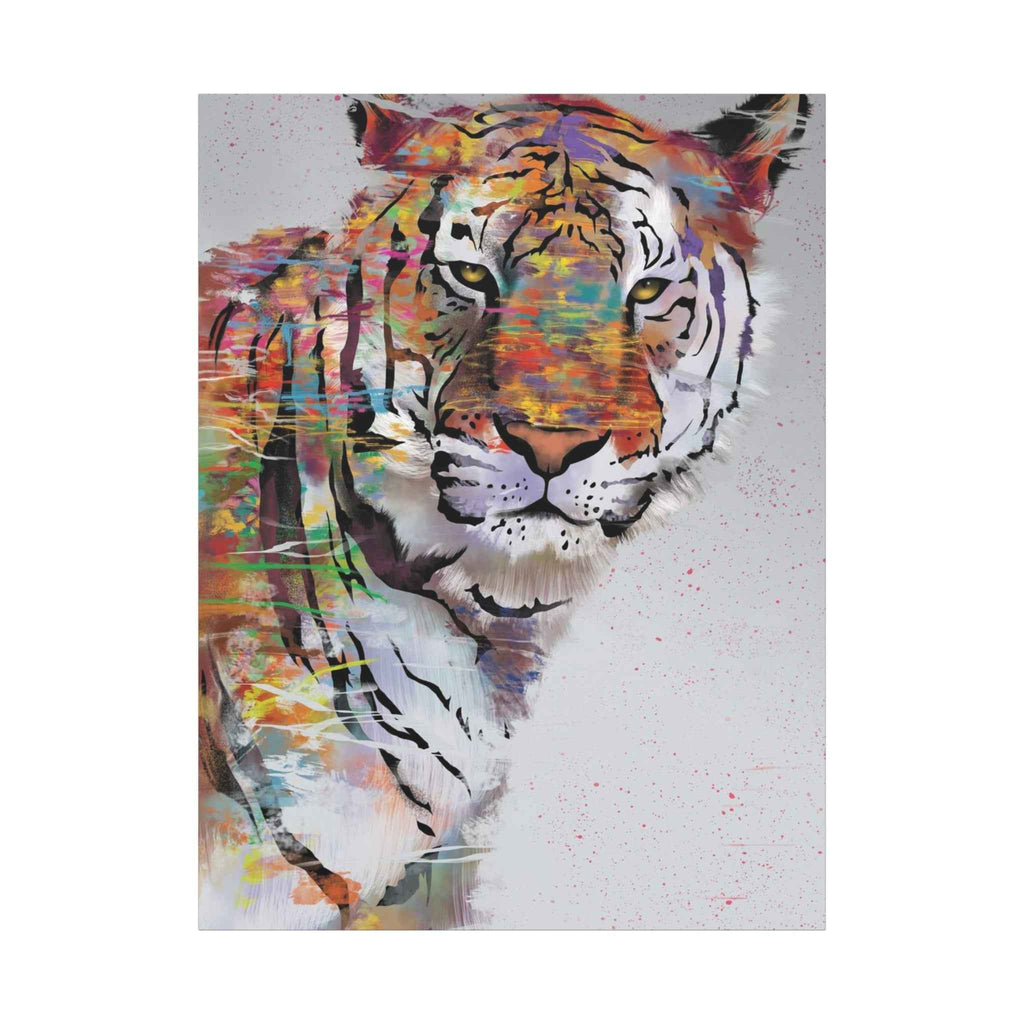 Colorful Tiger Canvas Art - Color Splash Matte Wall Art, Stretched - TheKaraHan