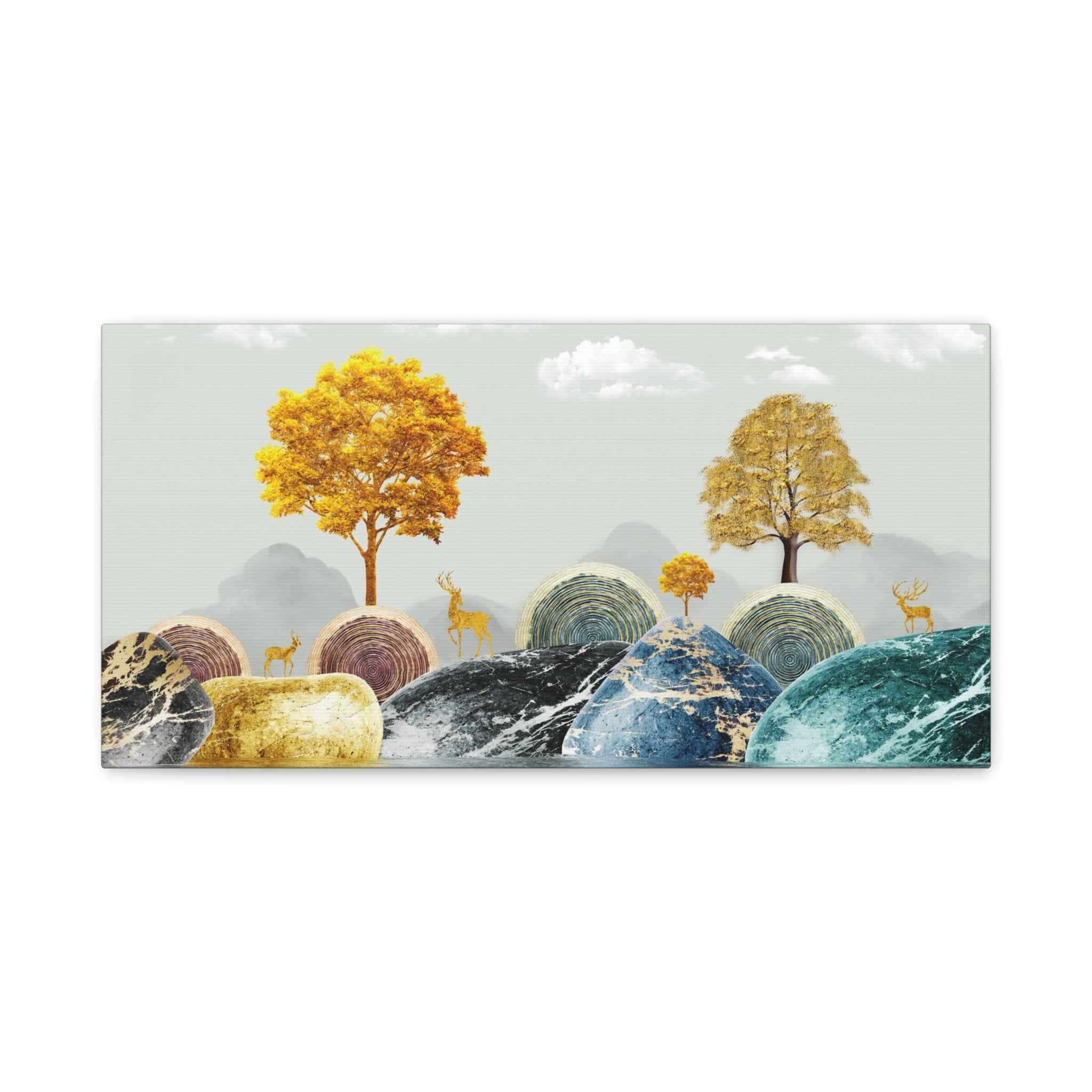 Golden Tree Landscape Canvas Wall Art