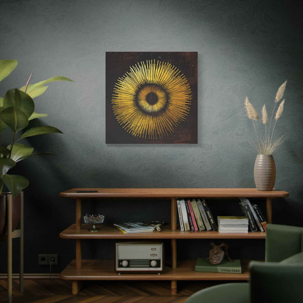 Gold Sunburst Wall Art – Luxury Abstract Canvas Decor for Modern Interiors