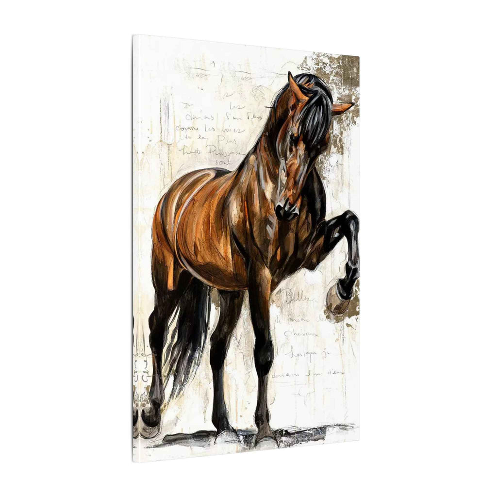 Horse Canvas Wall Art - Brown Stallion Matte Stretched Canvas for Home Decor - TheKaraHan