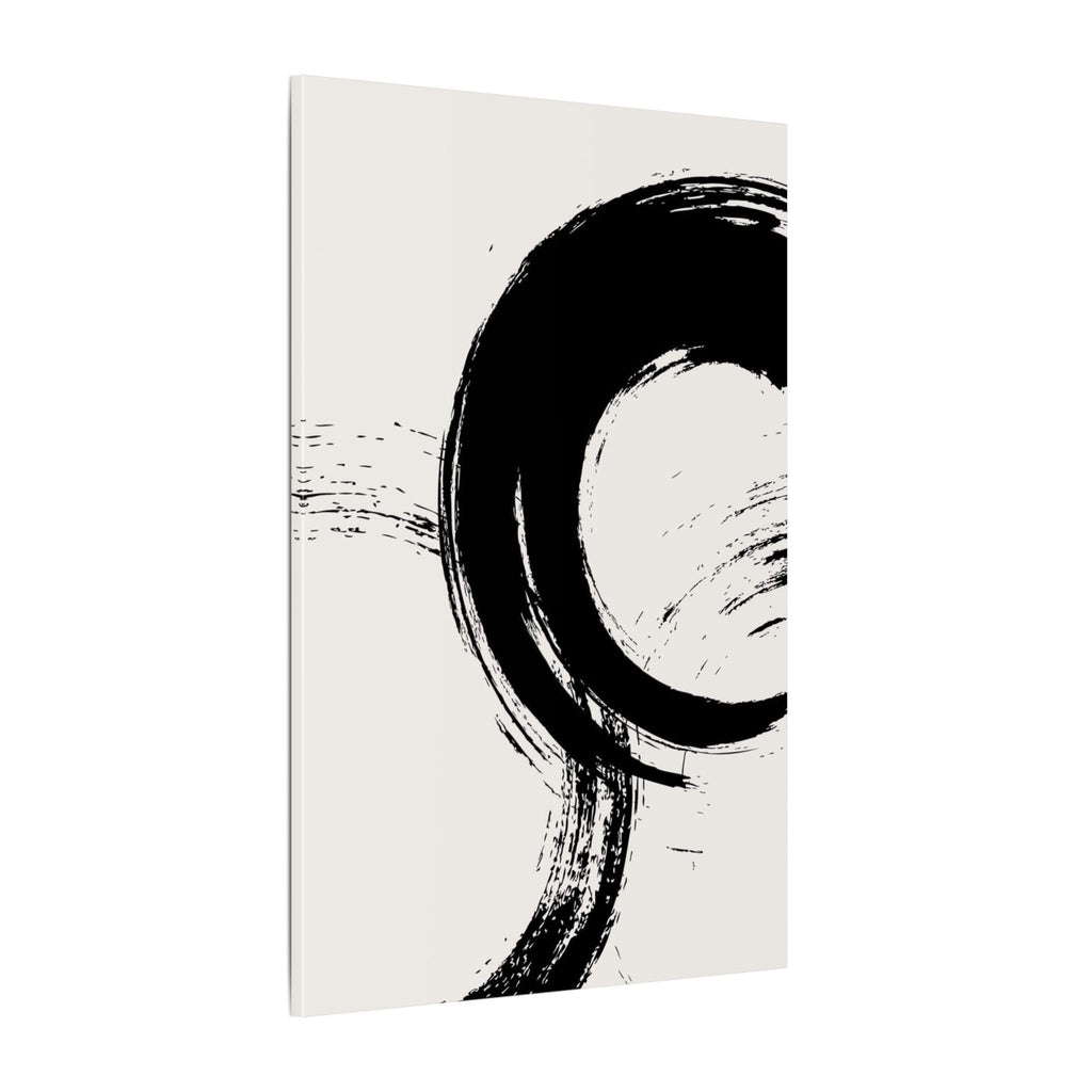 Zen Brushstroke Wall Art - Minimalist Black Circle Abstract Canvas Decor - TheKaraHan