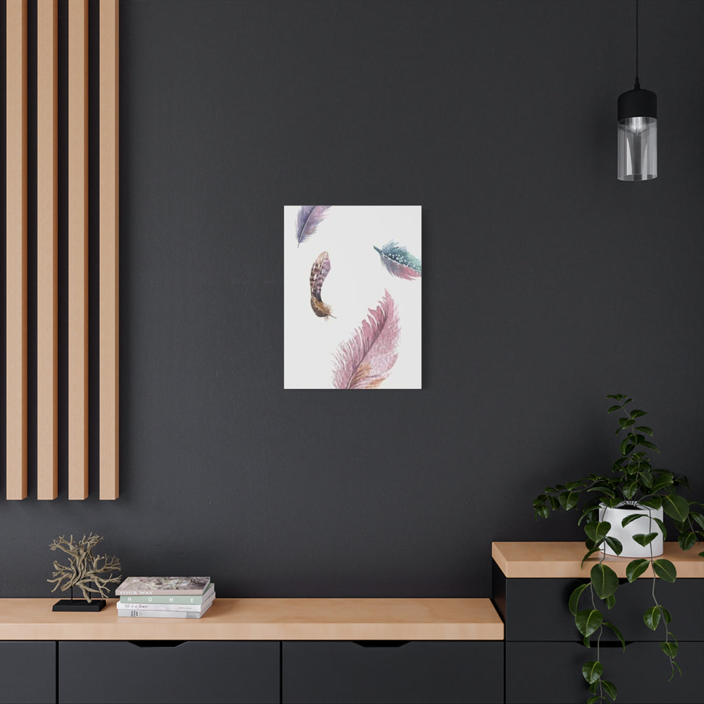 Soft Watercolor Feathers Canvas Wall Art - Stretched 1.25" Matte Design - TheKaraHan