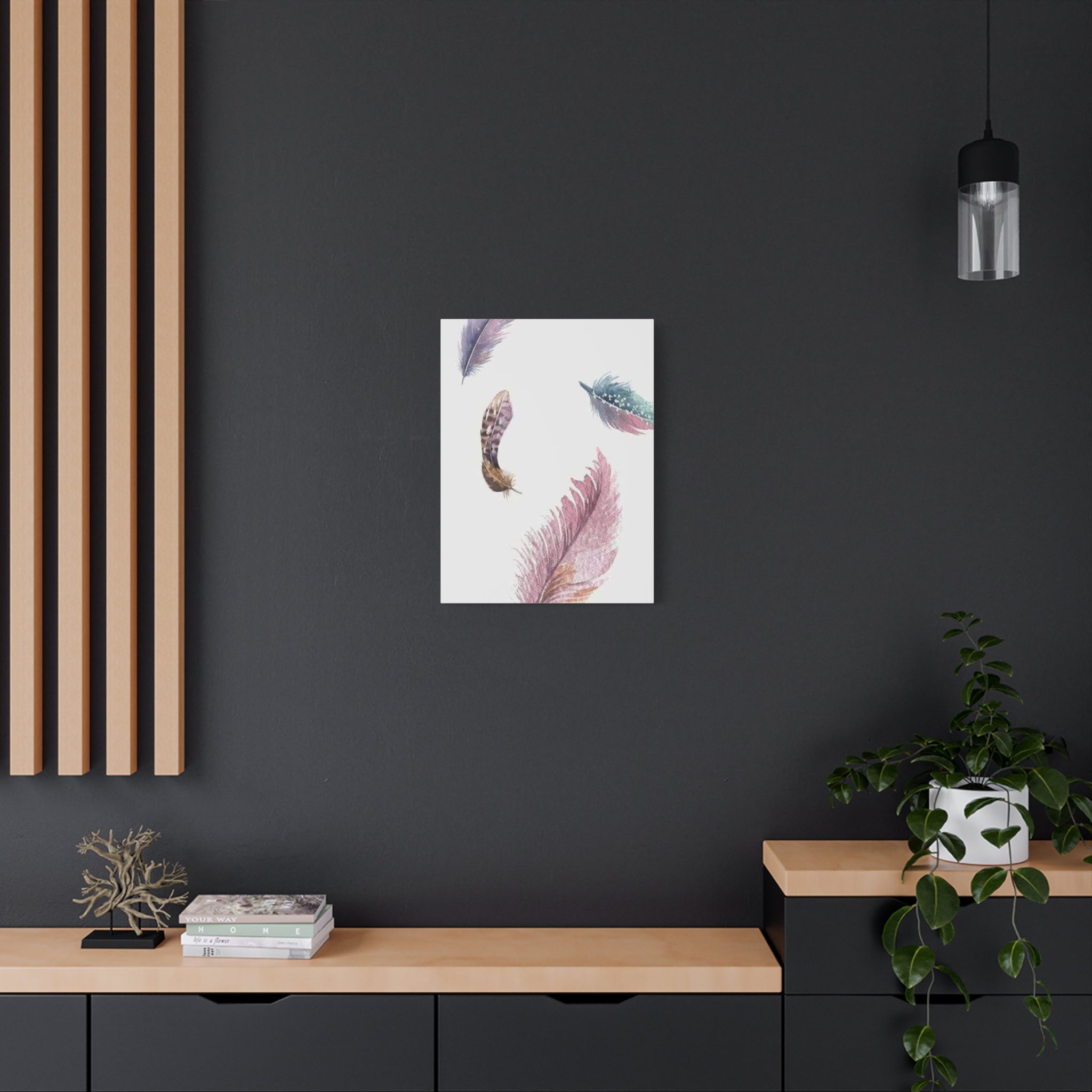 Soft Watercolor Feathers Canvas Wall Art - Stretched 1.25" Matte Design - TheKaraHan