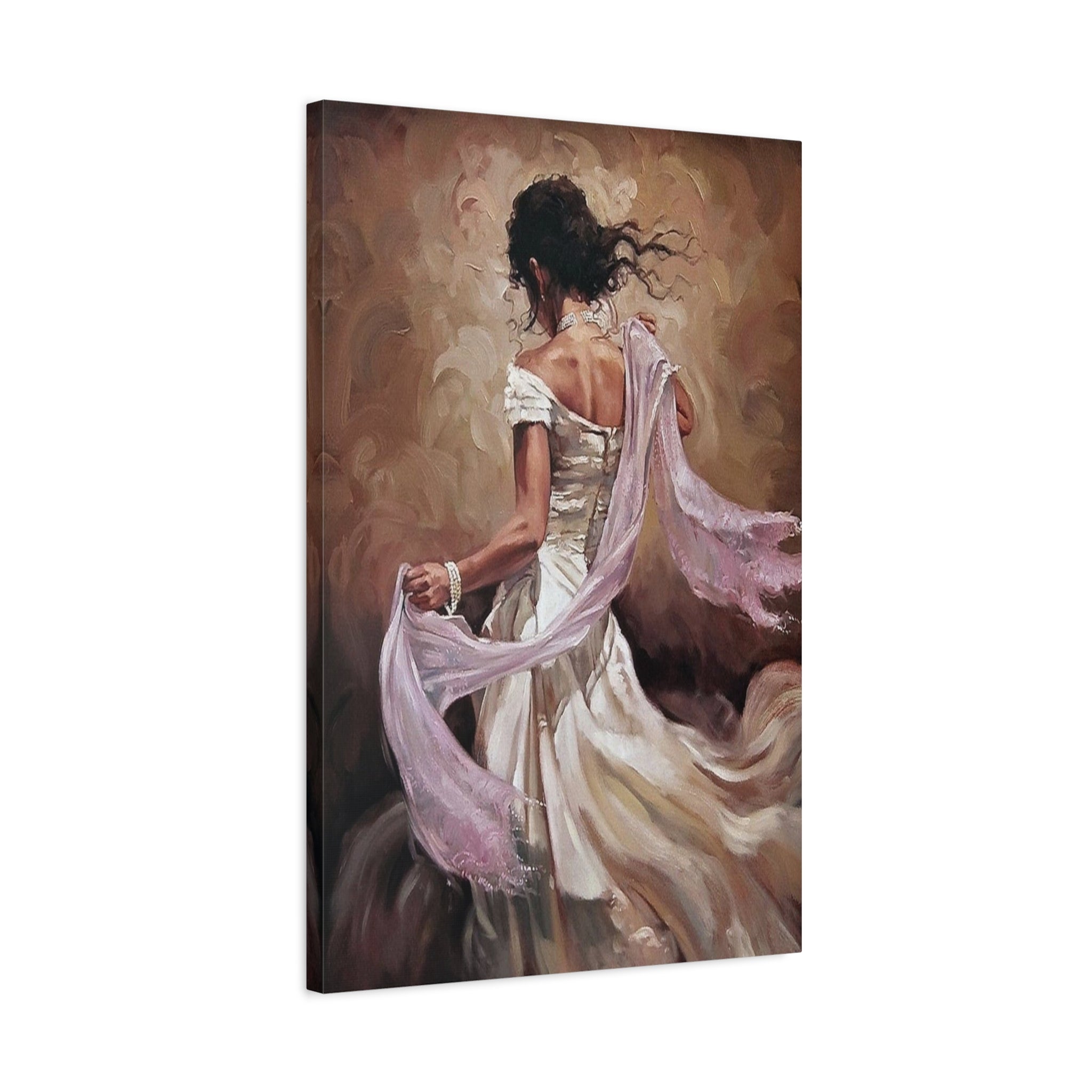 Romantic Dancing Woman Matte Canvas Print - Elegant Figurative Wall Art