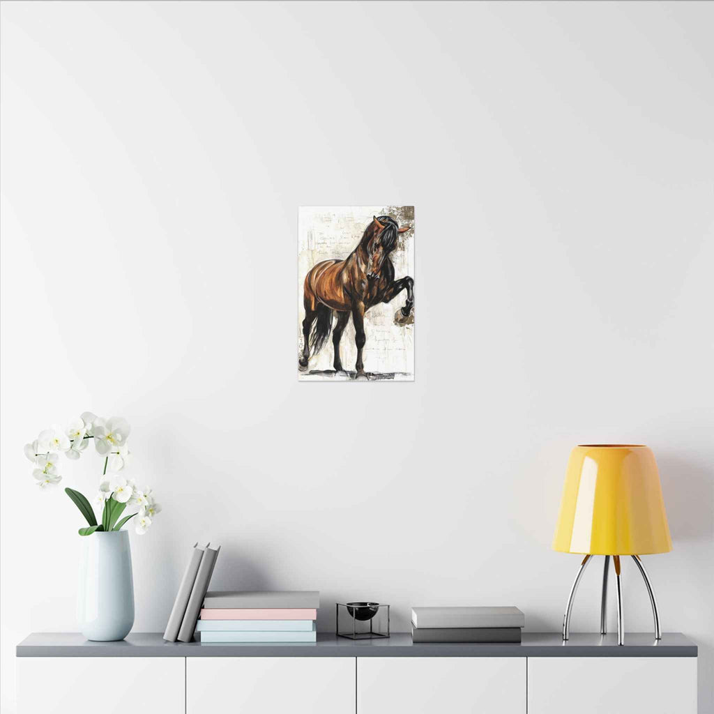 Horse Canvas Wall Art - Brown Stallion Matte Stretched Canvas for Home Decor - TheKaraHan