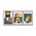 Mid-Century Modern Abstract Canvas Wall Art – Geometric Color Block Wall Decor for Living Room