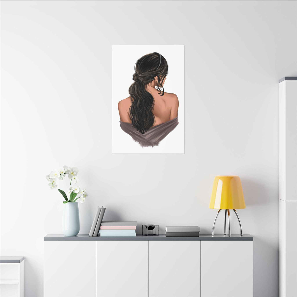 Portrait Canvas Print Woman Back View with Loose Ponytail – Perfect Home Decor for Every Room - TheKaraHan