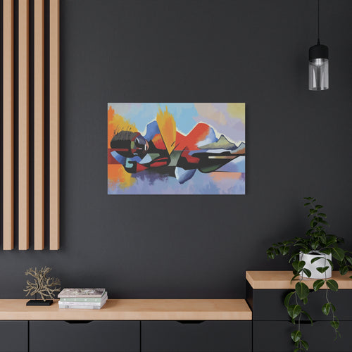 Abstract Colorful Surf Scene Canvas Print — Modern Beach Wall Art - TheKaraHan