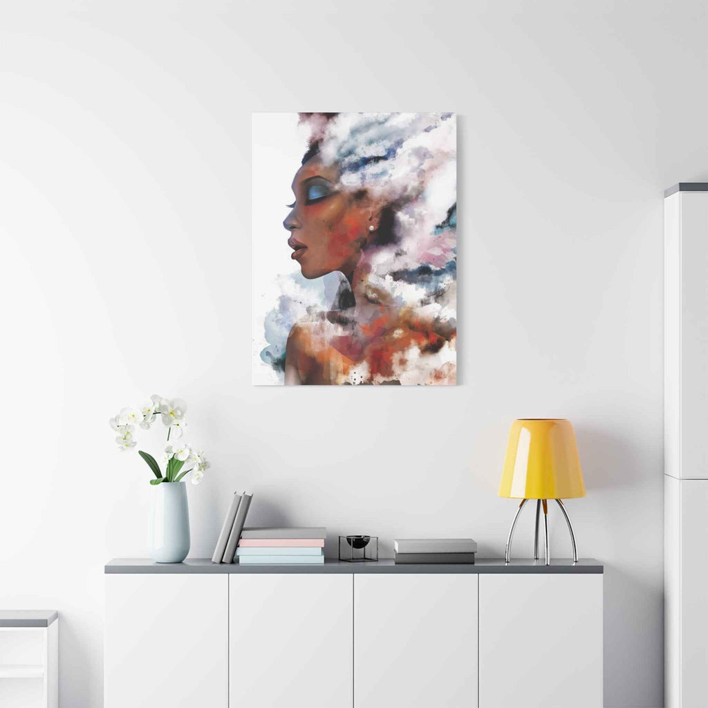 Abstract Watercolor Woman Art - Dreamy Canvas Portrait Wall Decor - TheKaraHan