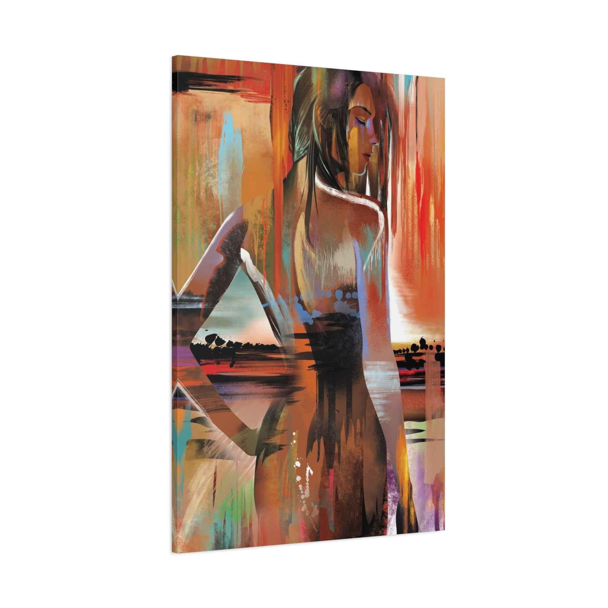 Abstract Woman Portrait Canvas - Stretched Matte Canvas Art - TheKaraHan