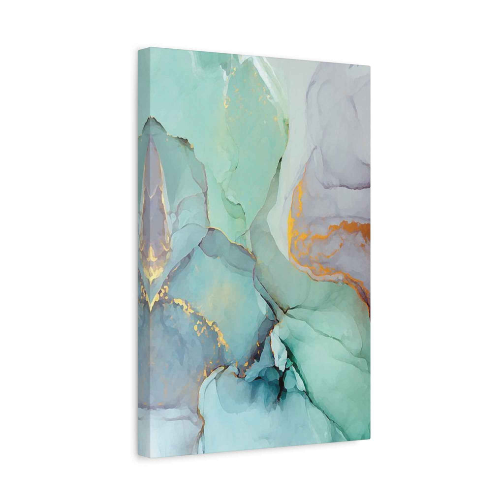 Aqua Marble Canvas Art - Matte Stretched Abstract Wall Print for Modern Decor - TheKaraHan