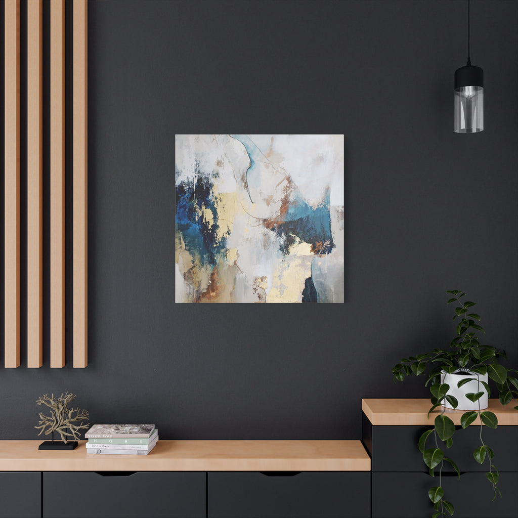 Abstract Blue Gold Matte Canvas (Stretched) 