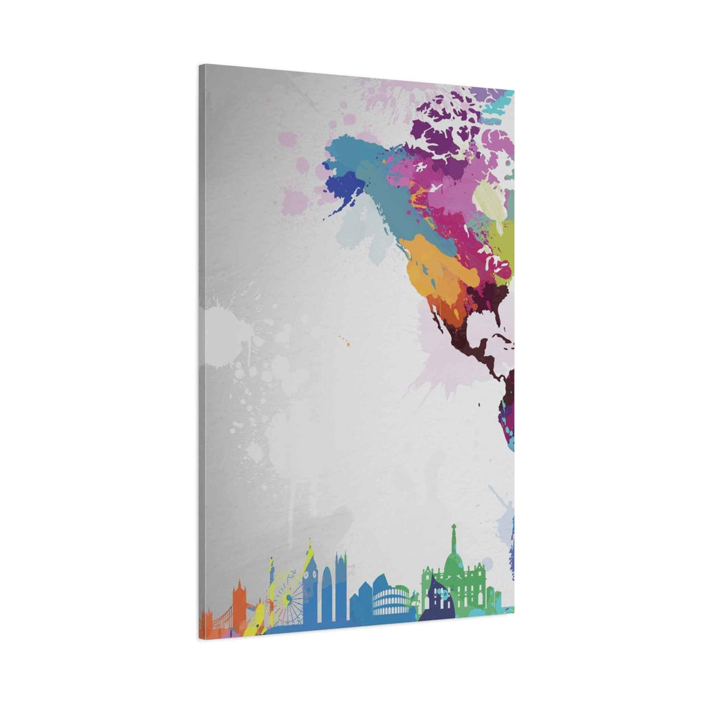 Color Splash World Map Canvas Art – Modern Stretched Matte Wall Decor - TheKaraHan