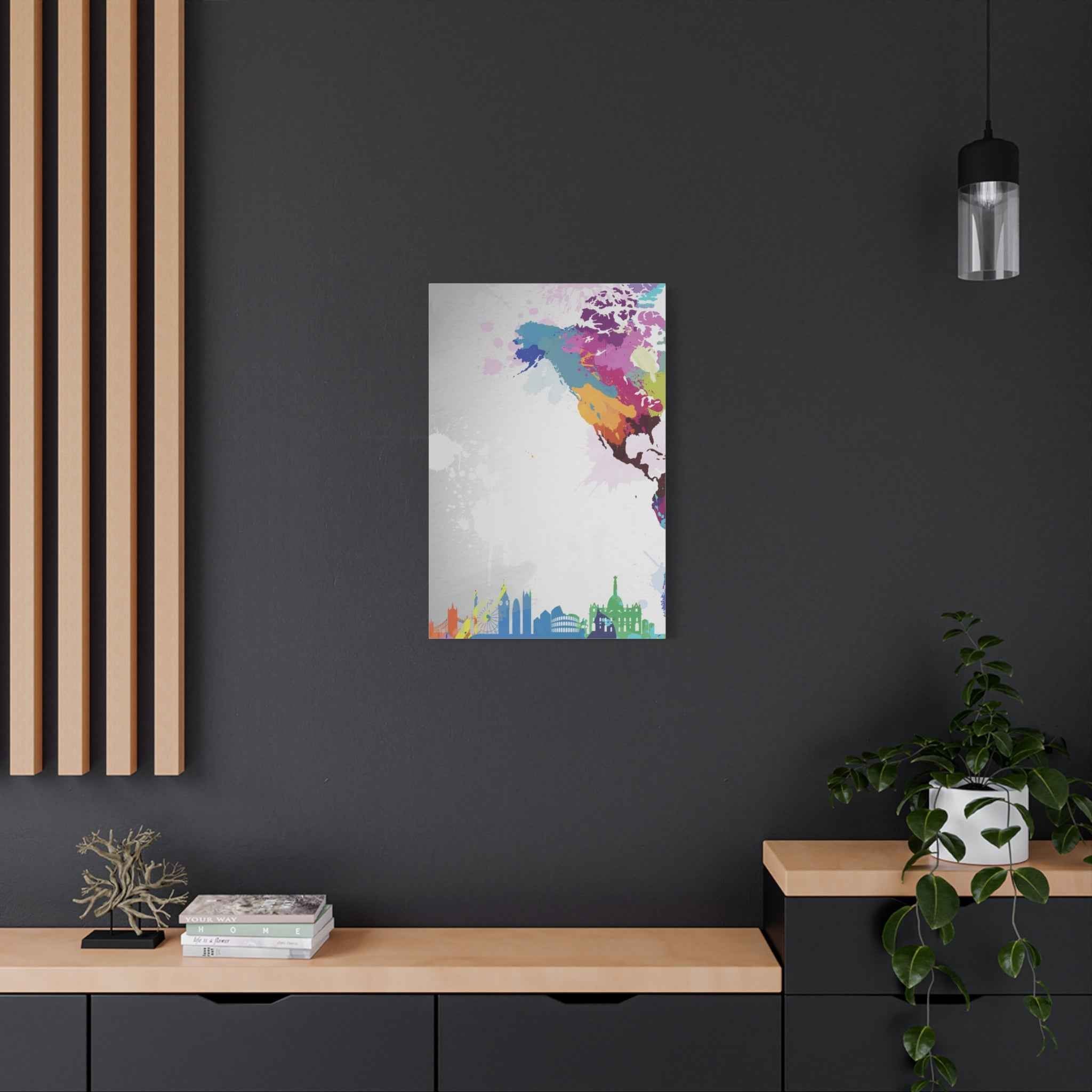 Color Splash World Map Canvas Art – Modern Stretched Matte Wall Decor - TheKaraHan