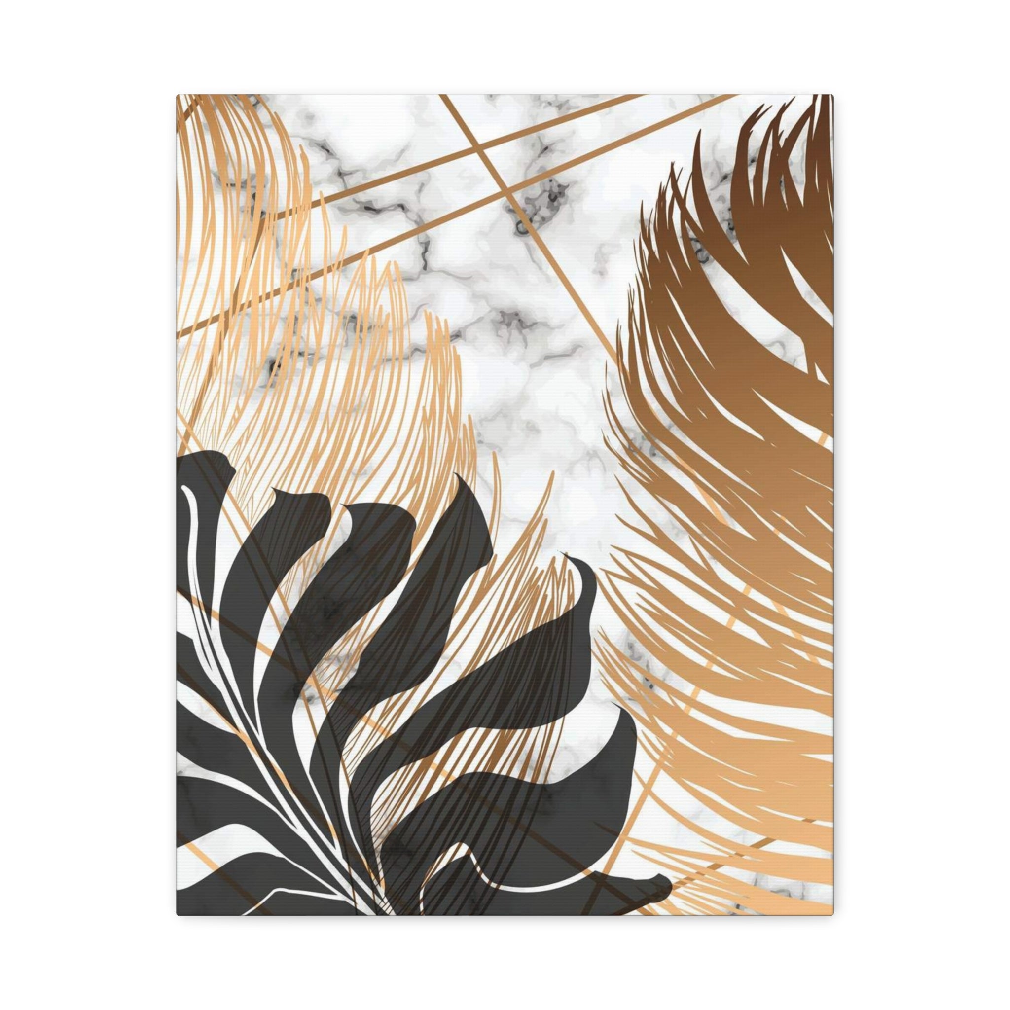 Tropical Palm Canvas Wall Art — Gold & Marble Botanical Print 