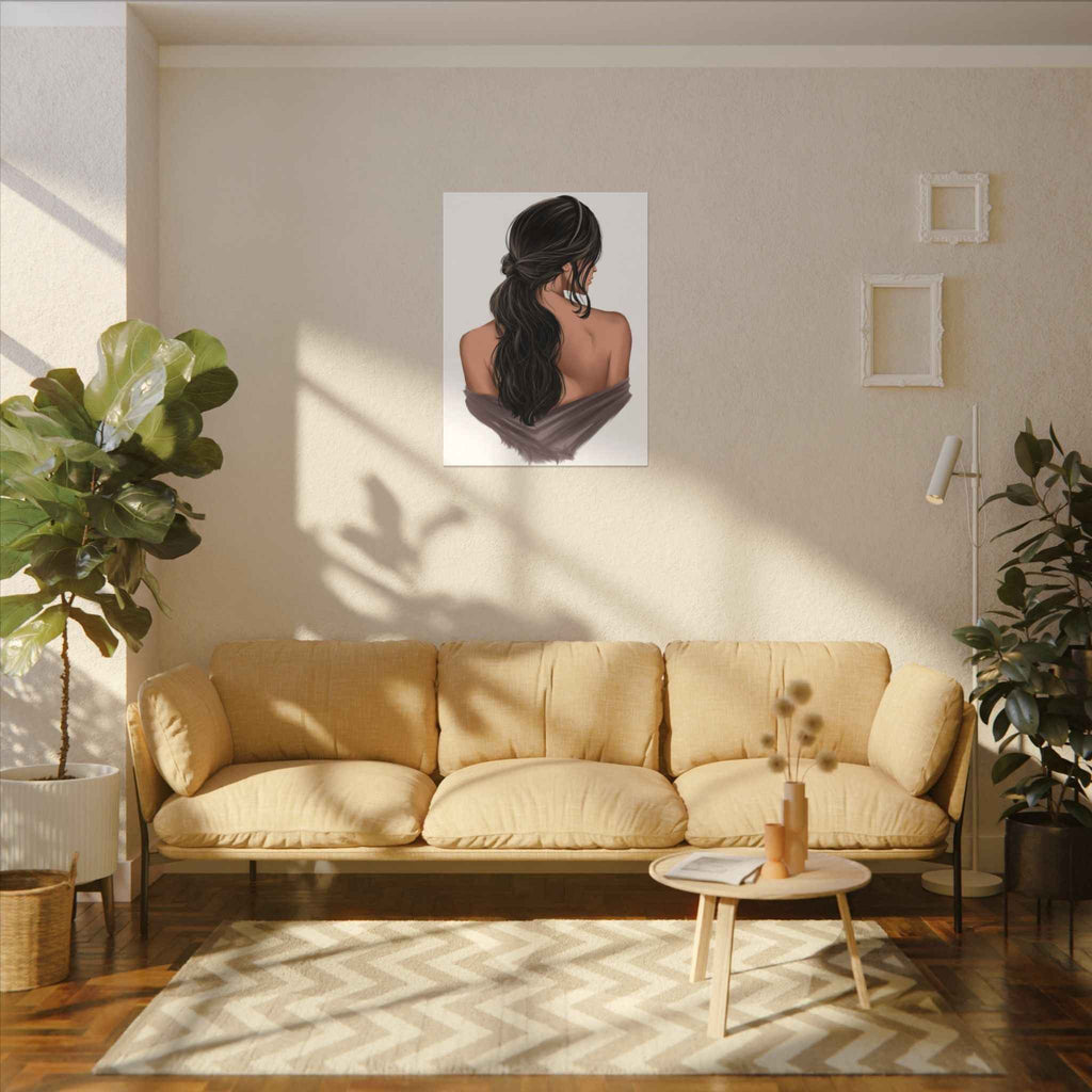 Portrait Canvas Print Woman Back View with Loose Ponytail – Perfect Home Decor for Every Room - TheKaraHan