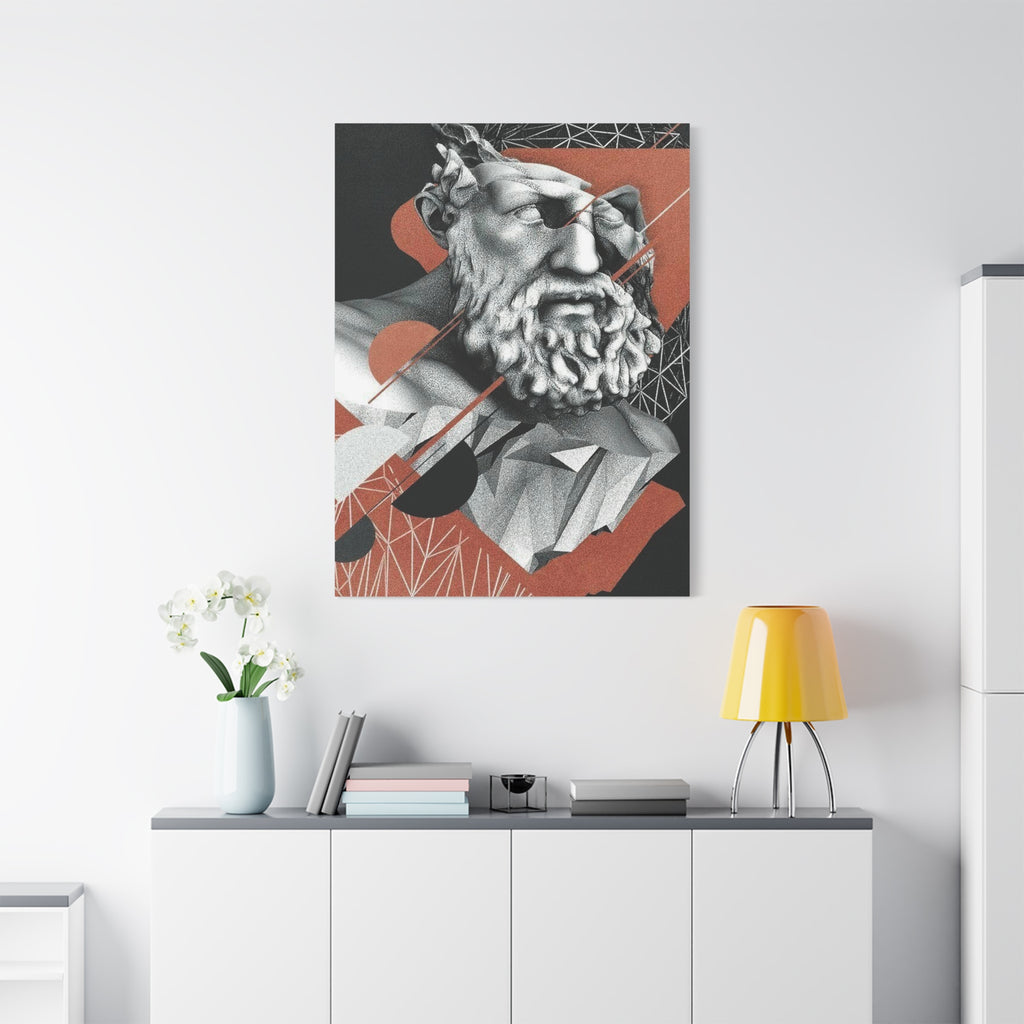 Classical Bust Wall Art - Abstract Matte Canvas Print of Geometric Greek Sculpture - TheKaraHan