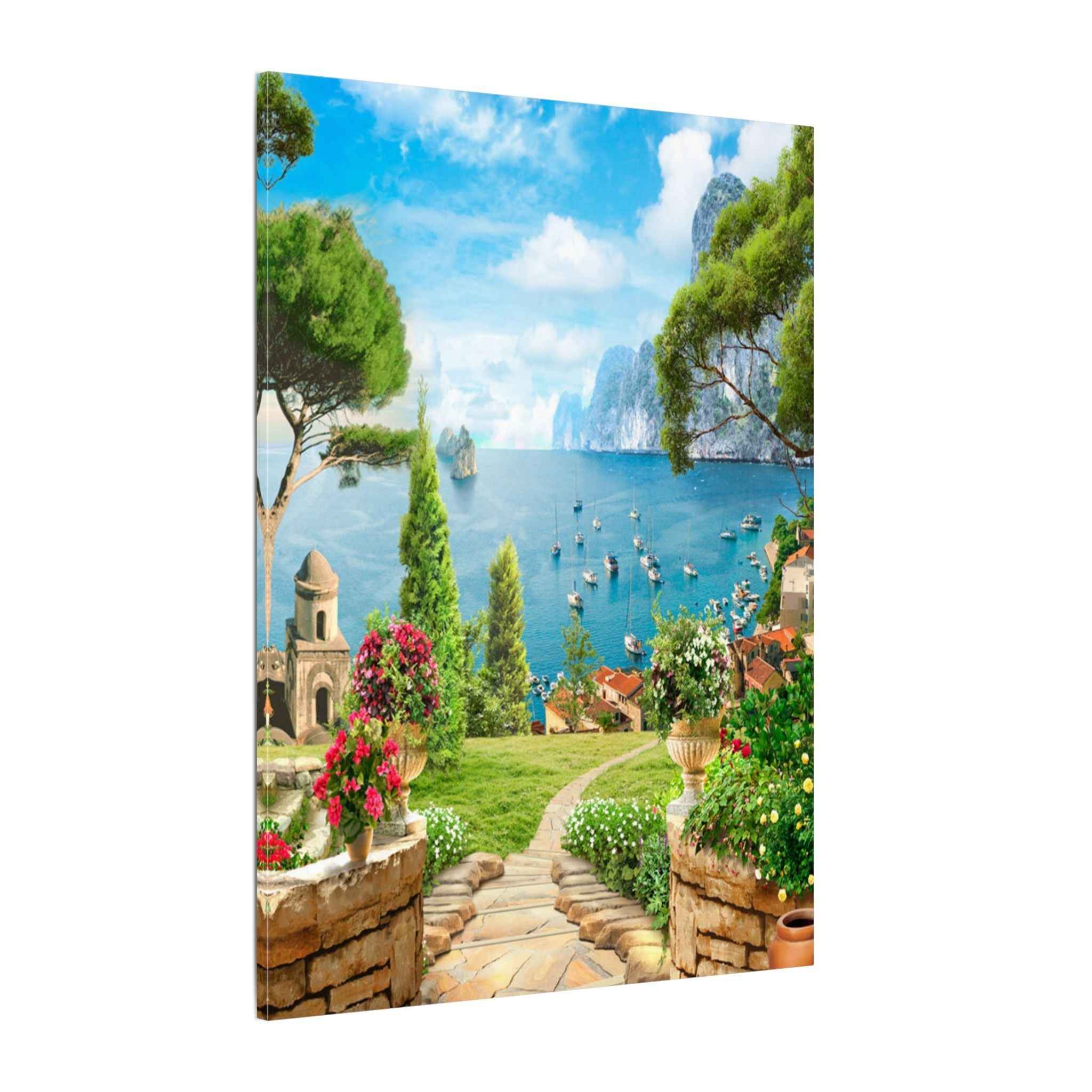 Mediterranean Seaside Canvas Art - Stunning Matte Stretched Wall Painting - TheKaraHan