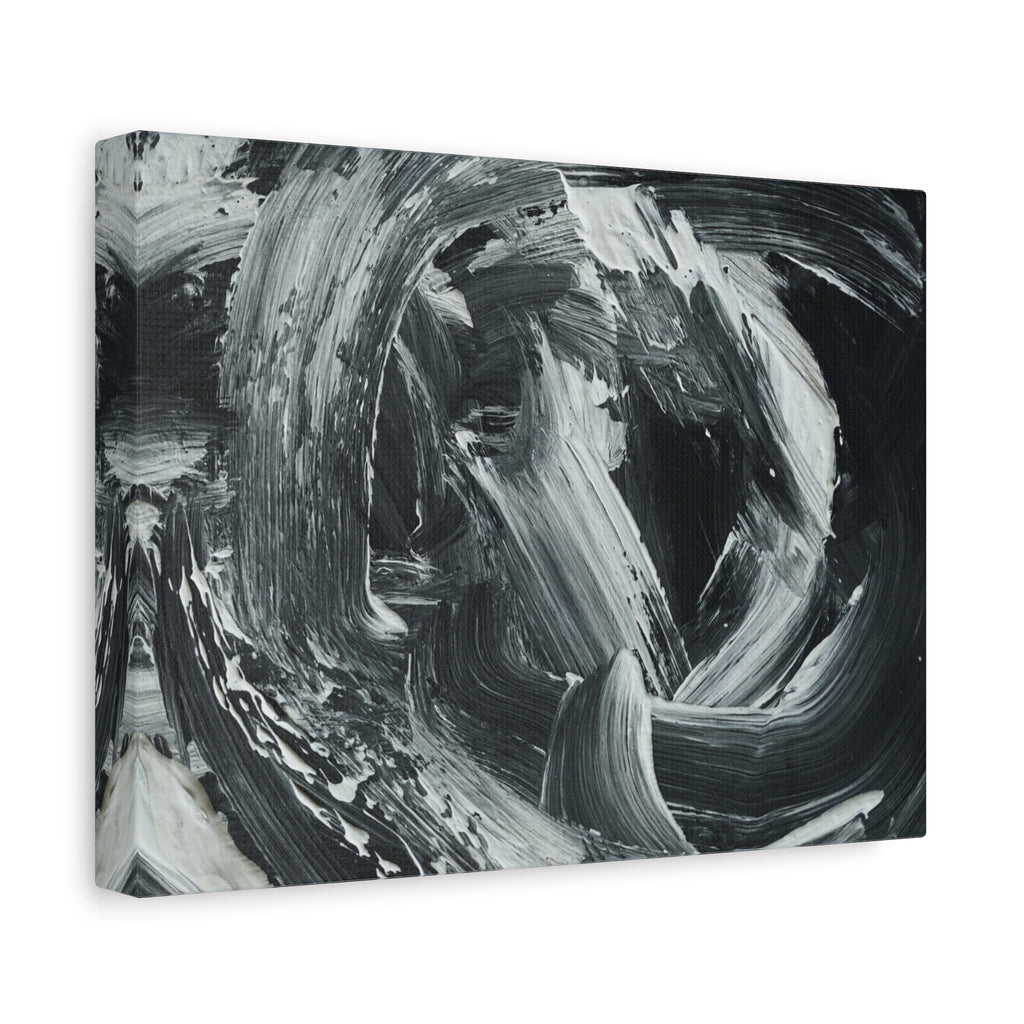 Abstract Black & White Swirl Matte Canvas Art — Minimalist Monochrome Wall Decor 