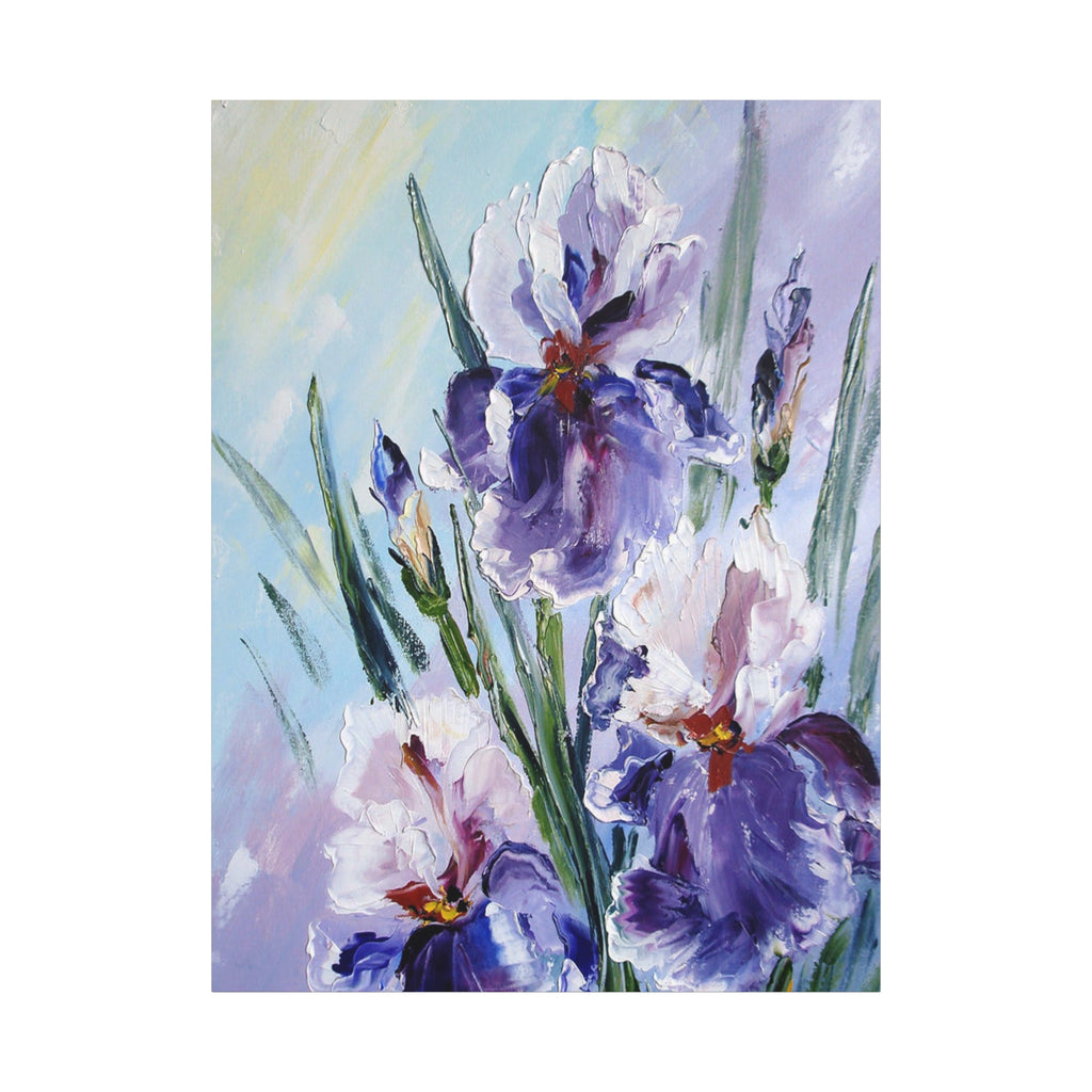 Purple Iris Canvas Art - Stretched Matte Floral Wall Painting - TheKaraHan