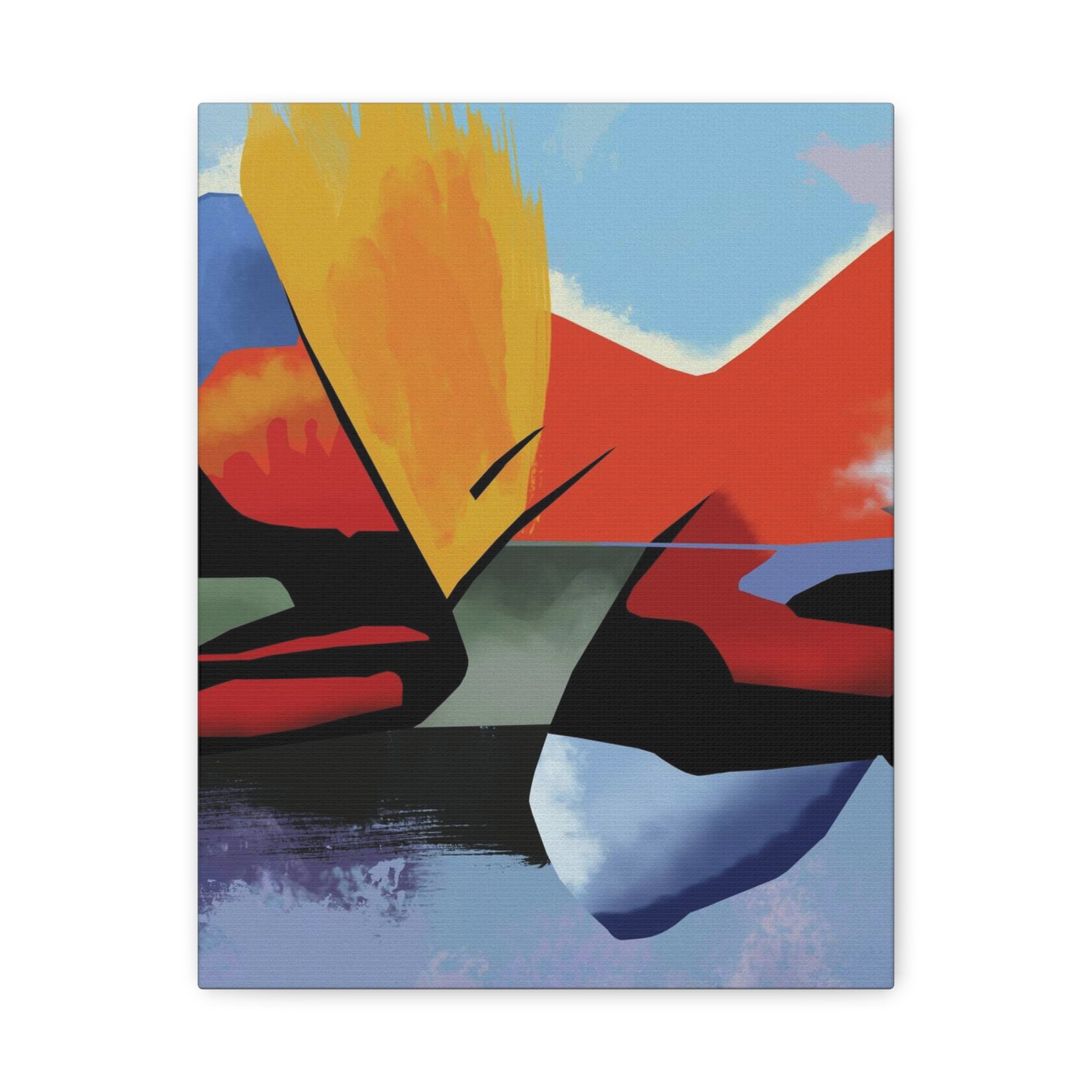 Abstract Color Block Matte Canvas Print — Modern Stretched Wall Art 