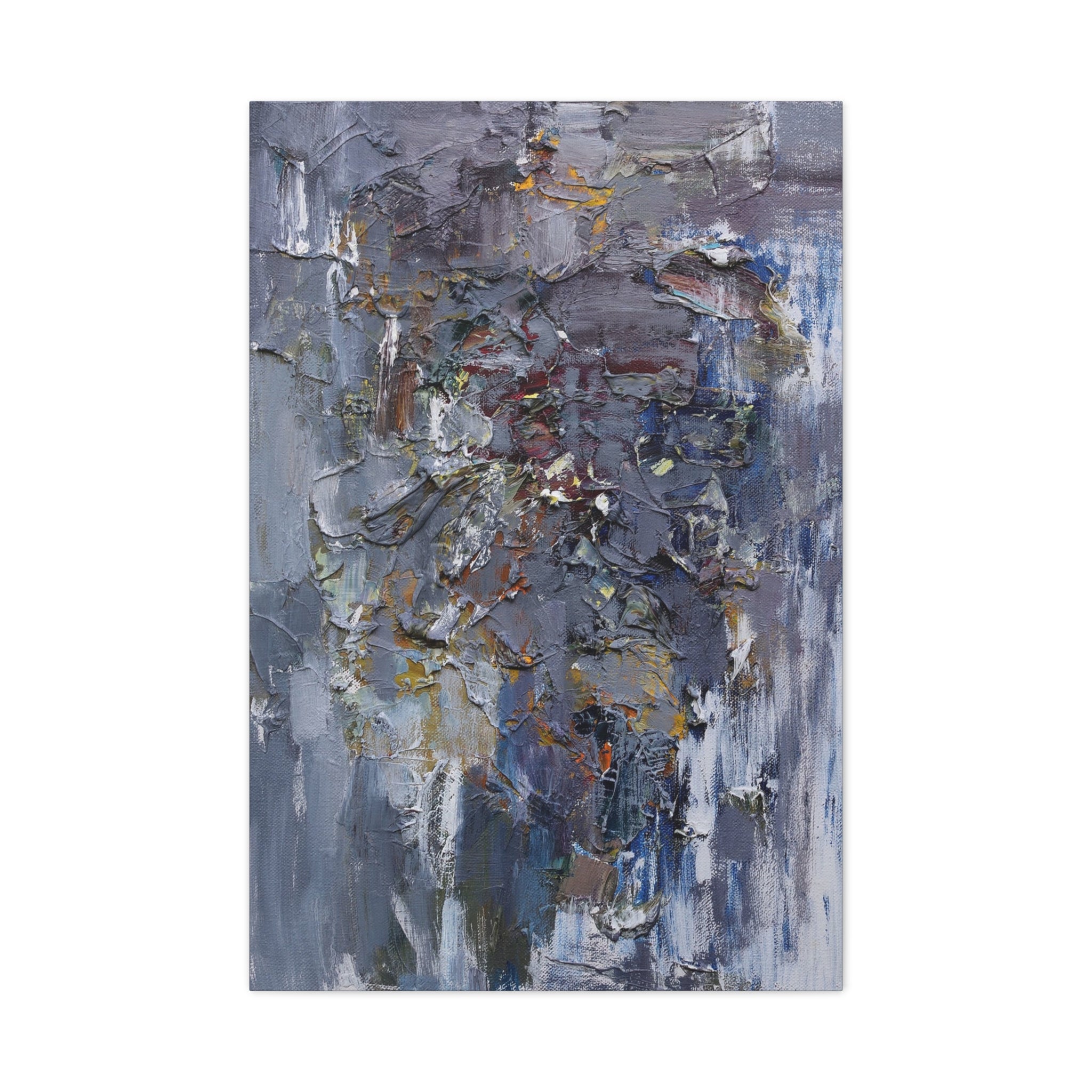 Abstract Textured Canvas Wall Art — Moody Blue Gray Palette 