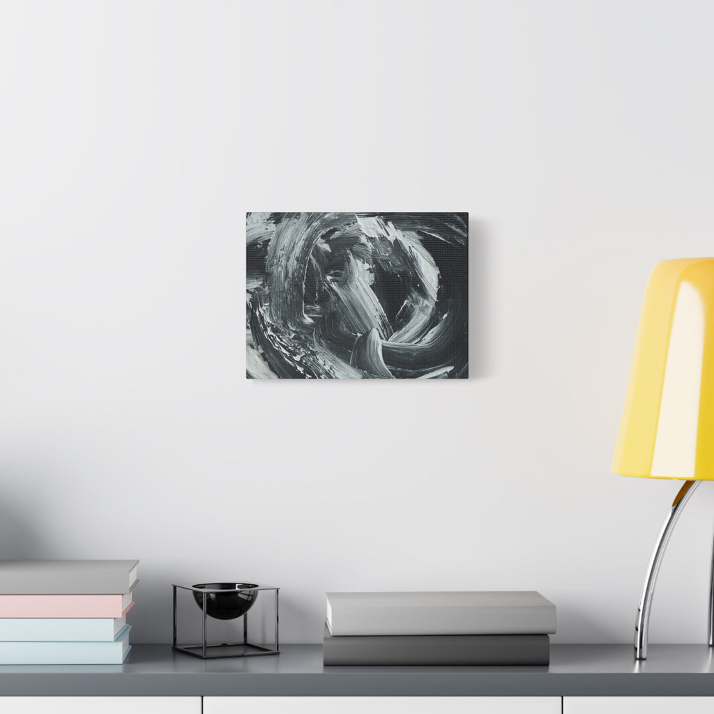 Abstract Black & White Swirl Matte Canvas Art — Minimalist Monochrome Wall Decor 