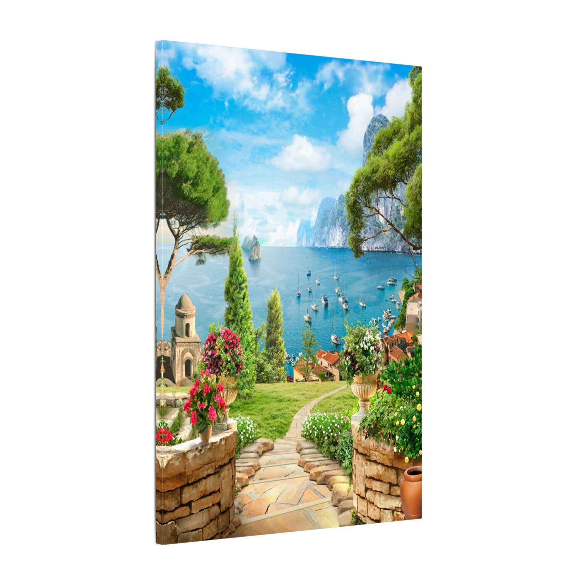 Mediterranean Seaside Canvas Art - Stunning Matte Stretched Wall Painting - TheKaraHan