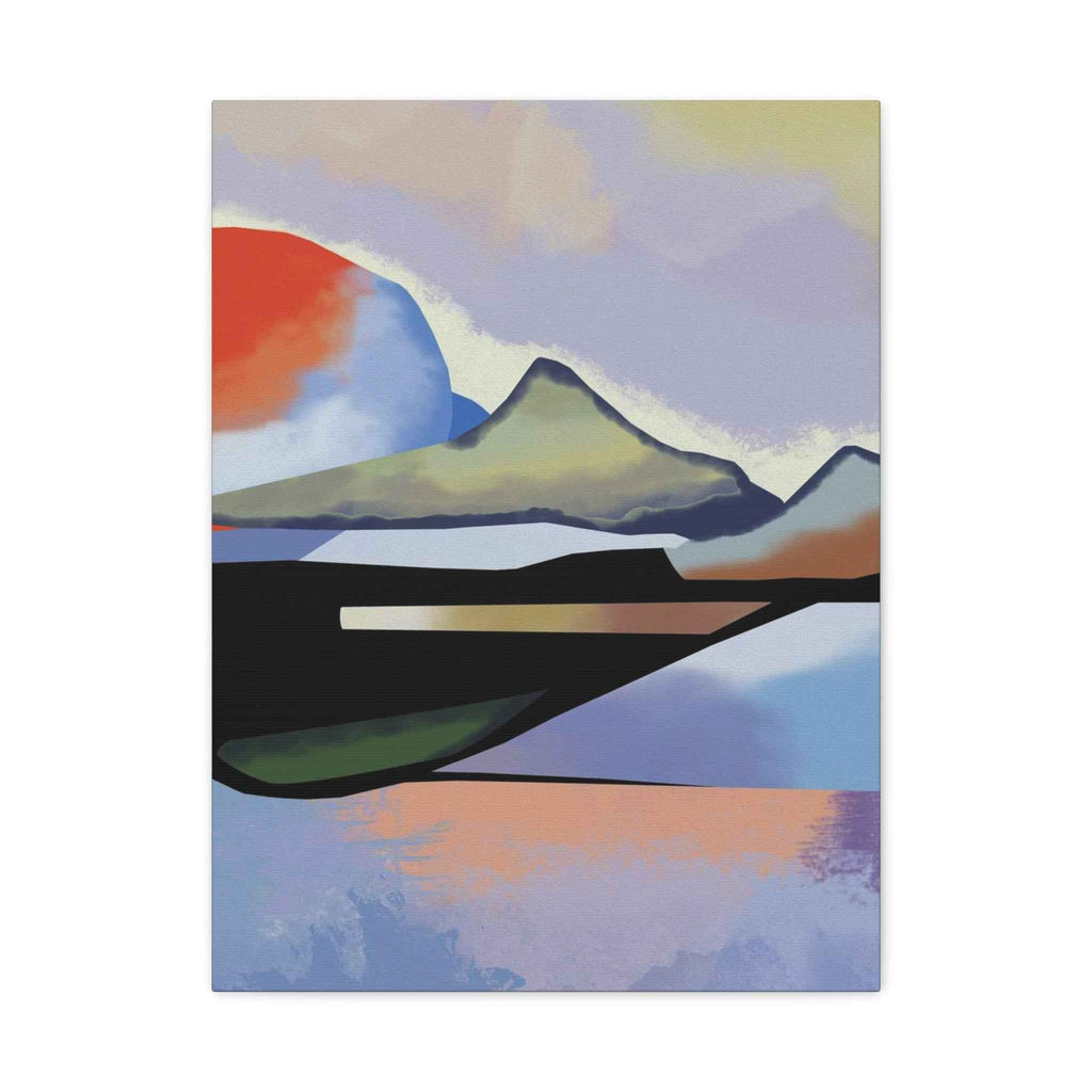 Abstract Sunset Landscape Canvas Print — Modern Mountain Wall Art - TheKaraHan