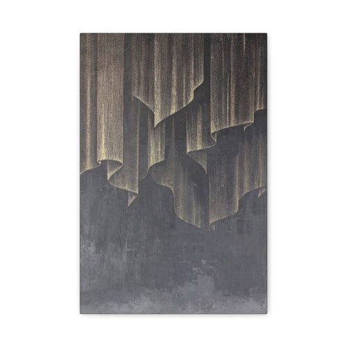 Abstract Gold Curtain Wall Art - Modern Stretched Matte Canvas Print - TheKaraHan