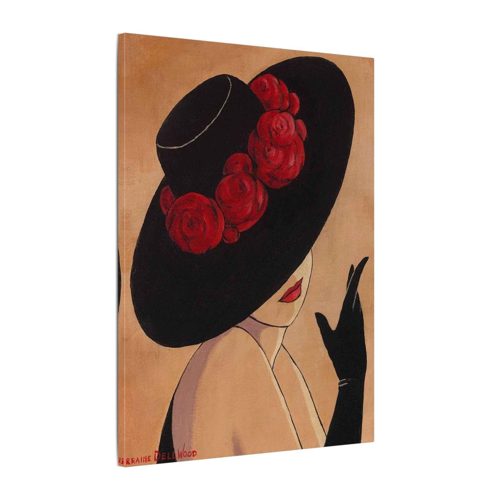 Elegant Black Hat Wall Art | Vintage Fashion Portrait for Chic Home Decor - TheKaraHan