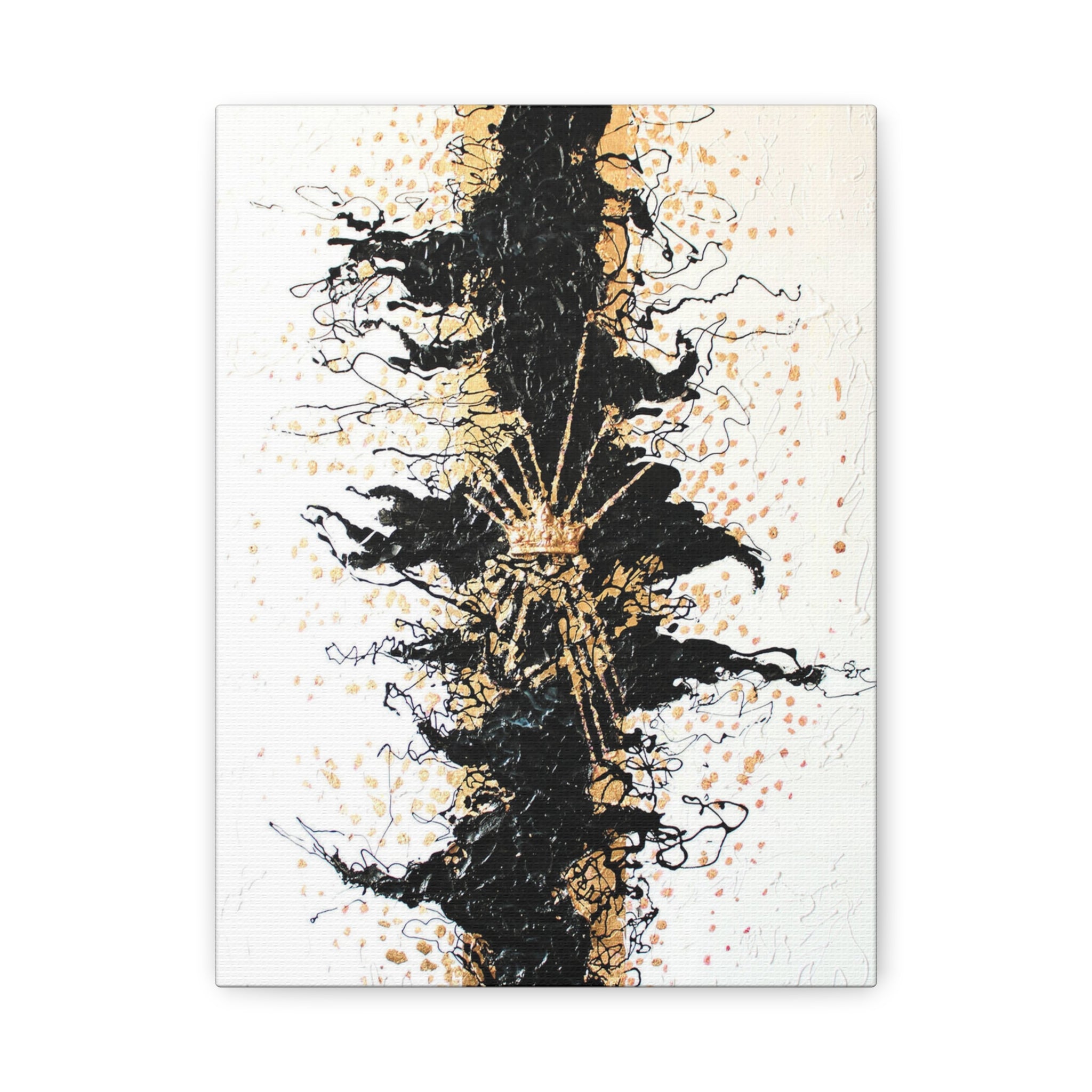 Abstract Black & Gold Crown Canvas Art — Matte Stretched Wall Decor 