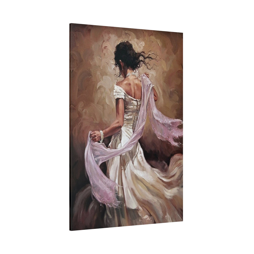 Romantic Dancing Woman Matte Canvas Print - Elegant Figurative Wall Art