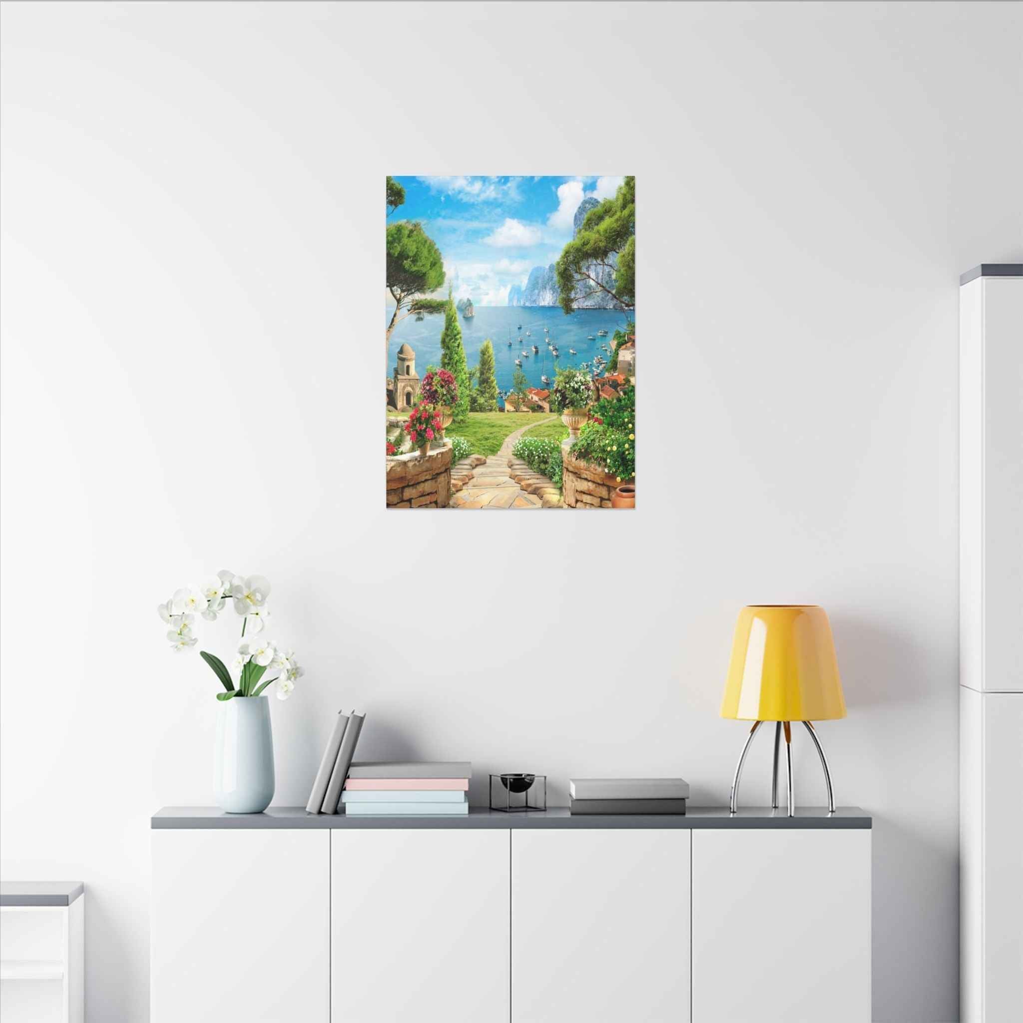 Mediterranean Seaside Canvas Art - Stunning Matte Stretched Wall Painting - TheKaraHan