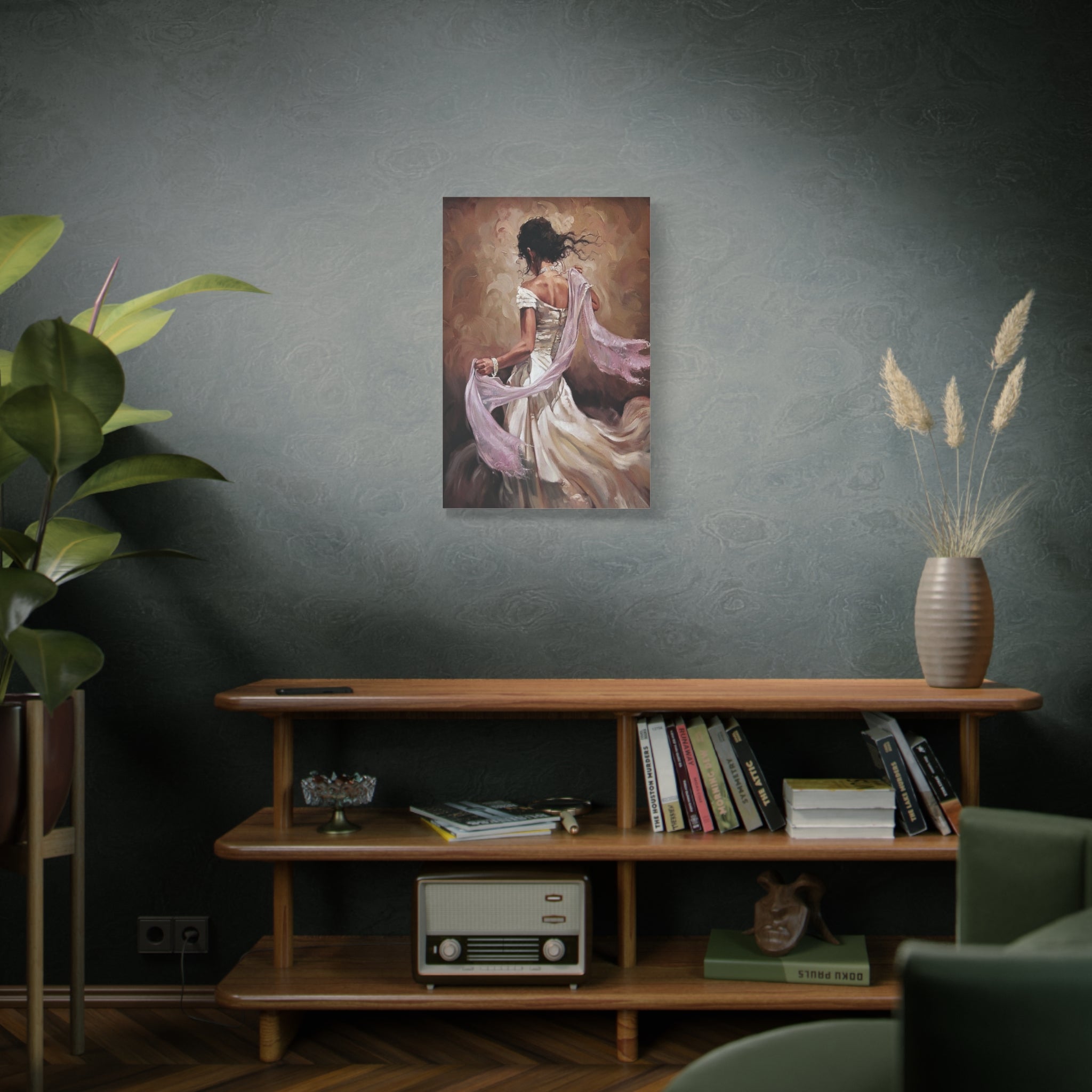 Romantic Dancing Woman Matte Canvas Print - Elegant Figurative Wall Art